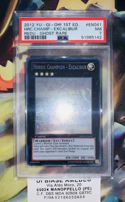 YU GI OH PSA 7 HEROIC CHAMPION-EXCALIBUR REDU-EN041 1st EDITION GHOST RARE 2012 - Image 2
