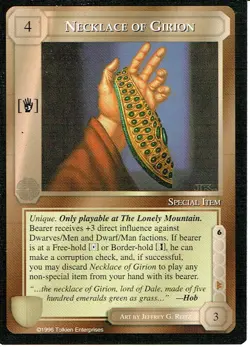 MIDDLE EARTH DARK MINIONS RARE CARD NECKLACE OF GIRION ex - Image 1