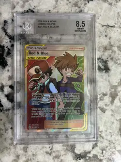 2019 Pokemon Red & Blue Tag Team Trainer Card BGS 8.5 Graded - Image 1
