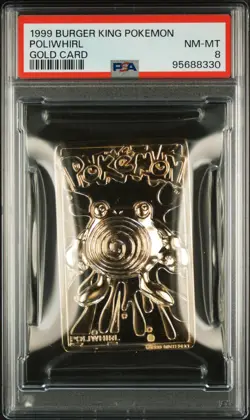 1999 BURGER KING POKEMON GOLD CARD POLIWHIRL NEAR MINT PSA 8 - Image 1