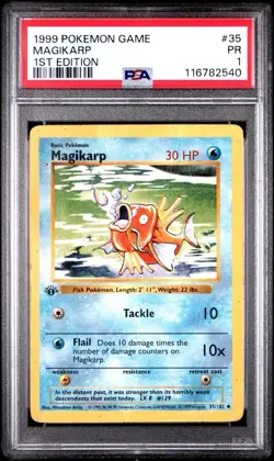 PSA 1 Magikarp 35/102 1st Edition Shadowless Base Set 1999 Pokemon WoTC PR - Image 1
