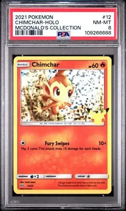 2021 Pokemon Mcondald's Collection 12/25 Chimchar Holo PSA 8 Graded card - Image 1