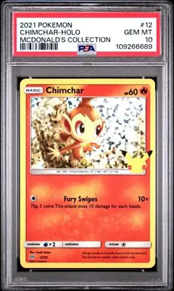 2021 Pokemon Mcondald's Collection 12/25 Chimchar Holo PSA 10 Graded card - Image 1