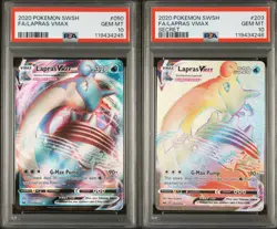 2020 Pokemon SWSH Sword & Shield Base Set 050/202 203/202 Lapras VMAX PSA 10 - Image 1