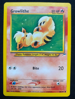 Pokemon TCG Growlithe Neo Destiny 68/105 Regular Unlimited Common (LP) - Image 1