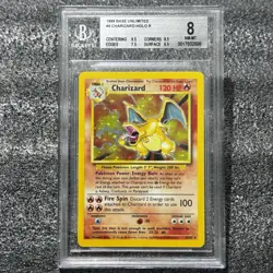 1999 Pokemon Charizard 4/102 Base Set Unlimited Holo Rare Card | BGS 8 MINT WOTC - Image 1