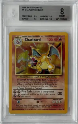 1999 Pokemon Charizard 4/102 Base Set Unlimited Holo Rare Card | BGS 8 MINT WOTC - Image 5