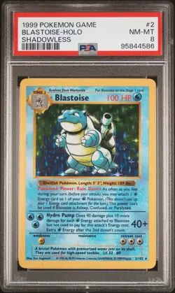 PSA 8 Pokemon Game Blastoise Base Set Shadowless Holo #2 - Image 1