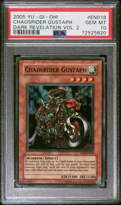Yugioh 2005 Chaosrider Gustaph DR2-EN018 Dark Revelation Vol. 2 PSA 10 SUPER - Image 1
