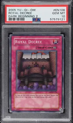 PSA 10 Royal Decree DB2-EN106 Dark Beginning 2 Super Rare Yugioh - Image 1