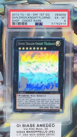 YU GI OH PSA 6 DIVINE DRAGON KNIGHT FELGRAND SHSP-EN056 1st EDITION GHOST RARE! - Image 1