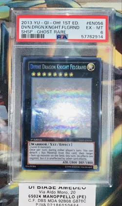 YU GI OH PSA 6 DIVINE DRAGON KNIGHT FELGRAND SHSP-EN056 1st EDITION GHOST RARE! - Image 2
