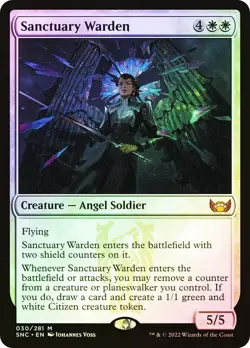 1x NM Foil Sanctuary Warden - Streets of New Capenna [MTG] pack fresh - Image 1