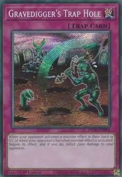 Yugioh! MP Gravedigger's Trap Hole - ETCO-EN078 - Secret Rare - 1st Edition Mode - Image 1
