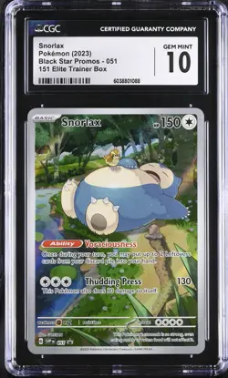 Pokemon Snorlax 051 Sv: Scarlet & Violet Black Star Promo Cards Holo CGC 10 - Image 1