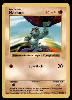 Pokemon Card Shadowless Machop Base Set 52/102 EXCELLENT Non-Holo Common TCG!!!! - Image 1