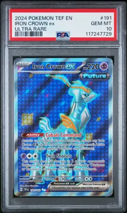 2024 POKEMON TEF EN-TEMPORAL FORCES ULTRA RARE #191 IRON CROWN EX PSA 10 - Image 1