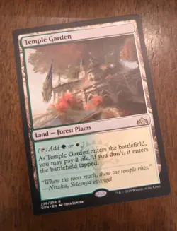 MTG - Temple Garden Guilds of Ravnica - Magic Rare GRN (258/259) Land Near Mint - Image 1
