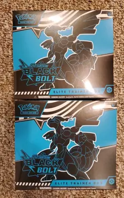 Pokemon TCG Black Bolt Regular Elite Trainer Box ETB Lot Of 2 New Sealed IN HAND - Image 1