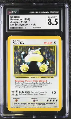 CGC 8.5 Snorlax 1999 Jungle 11/64 No Set Symbol Holo Pokemon Card psa - Image 1