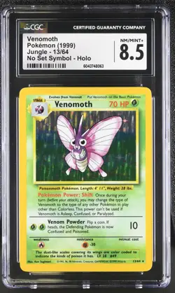 CGC 8.5 Venomoth 1999 Jungle 13/64 No Set Symbol Holo Pokemon Card psa - Image 1