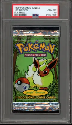 Pokemon Fossil 1st Edition Flareon Art Sealed Booster Pack PSA 10 Gem Mint - Image 1