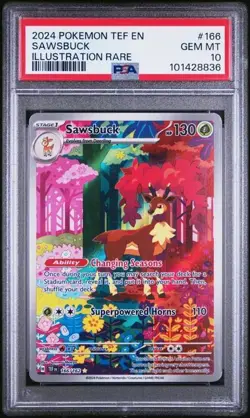 Sawsbuck 166/162 Pokemon PSA 10 GEM MINT Temporal Forces Illustration Rare - Image 1