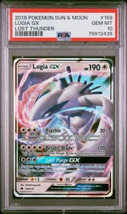 Lugia GX 159/214 Pokemon PSA 10 GEM MT Lost Thunder Ultra Rare - Image 1