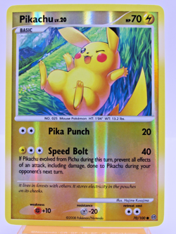 Pikachu 70/100 Reverse Holo Foil Vintage 2008 Pokemon Card! - Image 1