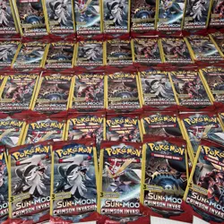 Lot Of 50 Pokemon Sun & Moon Crimson Invasion 3-Card Packs Sealed - Image 1