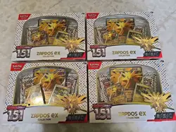 Pokemon TCG Scarlet & Violet 151 Zapdos ex Collection Box Case Of 4-Booster Pack - Image 1