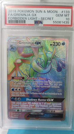 2018 POKEMON SUN & MOON FORBIDDEN LIGHT #133 FA/GRENINJA GX SECRET PSA 10 - Image 1