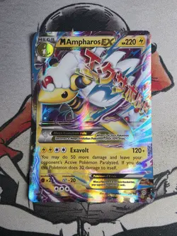 M Ampharos EX 28/98 2015 Pokemon XY Ancient Origins Ultra Rare Holo LP Card - Image 1