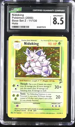 CGC 8.5 Nidoking 2000 Base Set 2 11/130 Holo Pokemon Card psa - Image 1
