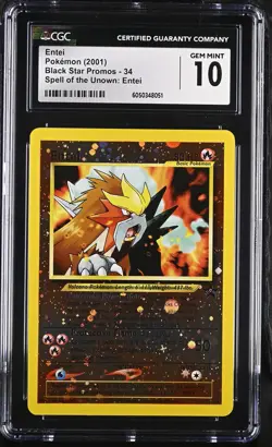 CGC 10 GEM MINT Entei 2001 Black Star Promos 34 Reverse Holo Pokemon Card psa - Image 1