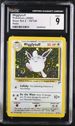 CGC 9 MINT Wigglytuff 2000 Base Set 2 19/130 Holo SWIRL Pokemon Card psa - Image 1