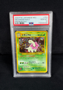 Pokemon Meganium Holo #154 Japanese Neo Genesis Premium File PSA 10 Gem Mint - Image 1