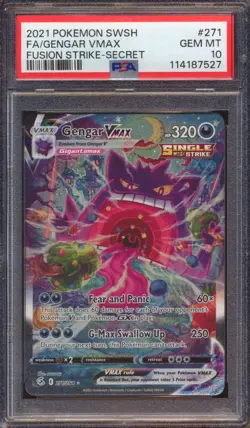 2021 POKEMON FUSION STRIKE GENGAR VMAX FULL ART SECRET #271 PSA 10! - Image 1