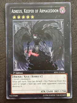 Yu-Gi-Oh! TCG Adreus, Keeper of Armageddon BP01-EN030 1st Edition Rare LP - Image 1