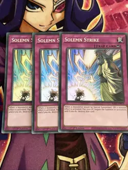 YUGIOH SOLEMN STRIKE SUPER RARE RA02-EN079 x3 PLAYSET - Image 1