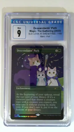 MTG Card Descendants_ Path Secret Lair Look at the Kitties CGC 9 - Image 1