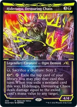 Hidetsugu, Devouring Chaos (Neon Yellow) (WPN Exclusive) -Foil Near Mint MTG - Image 1