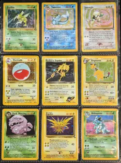 Lot of 9 Vintage WOTC Holo HP/DMG Pokemon Cards Featuring Rocket's Zapdos 15/132 - Image 1