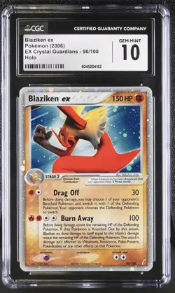 CGC 10 GEM MINT Blaziken ex EX Crystal Guardians 90/100 Holo Pokemon Card - Image 1