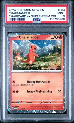 2024 POKEMON MEW EN-151 CHARIZARD EX SUPER-PREMIUM COLL #004 CHARMANDER PSA 9 - Image 1