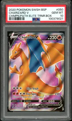PSA 10 GEM MINT Charizard V 050 Champions Path ETB Promo Pokemon Card - Image 1