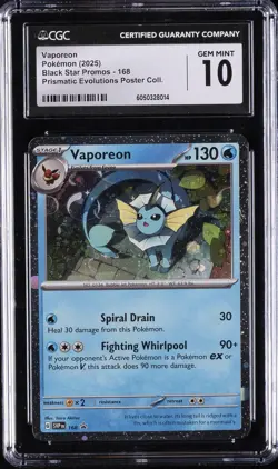 2025 POKEMON BLACK STAR PROMOS #168 VAPOREON CGC 10 GEM MINT - Image 1