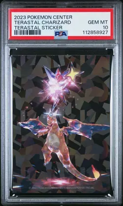 2023 POKEMON CENTER TERASTAL STICKER TERASTAL CHARIZARD PSA 10 - Image 1