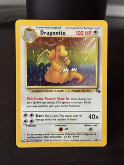 Pokemon TCG Dragonite Holo Rare Card 4/62 Fossil Unlimited LP Condition - Image 1