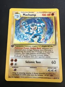 1999 Base Set Vintage Pokemon 2 Card Lot: Holo 1st Edition Machamp & Ninetales - Image 2
